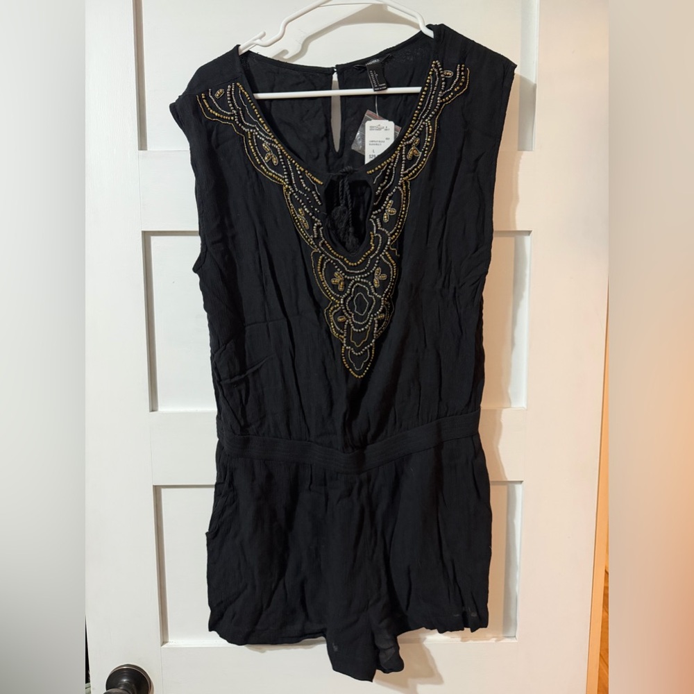 Black Beaded Romper